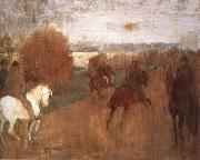Edgar Degas Horses and Riders on a road painting